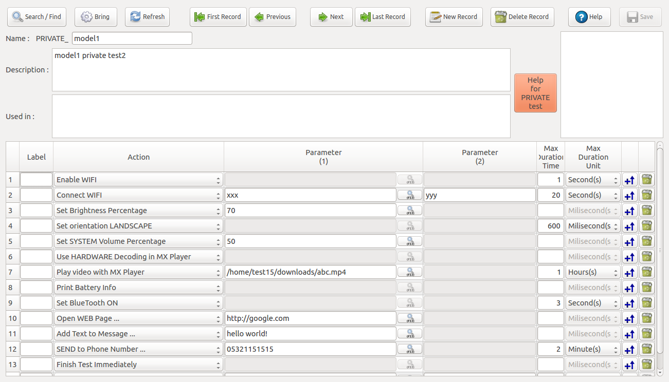 uTAFS Show All Actions Test - Screen Shot