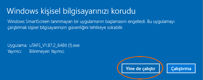 uTAFS Windows Installation - Warning2